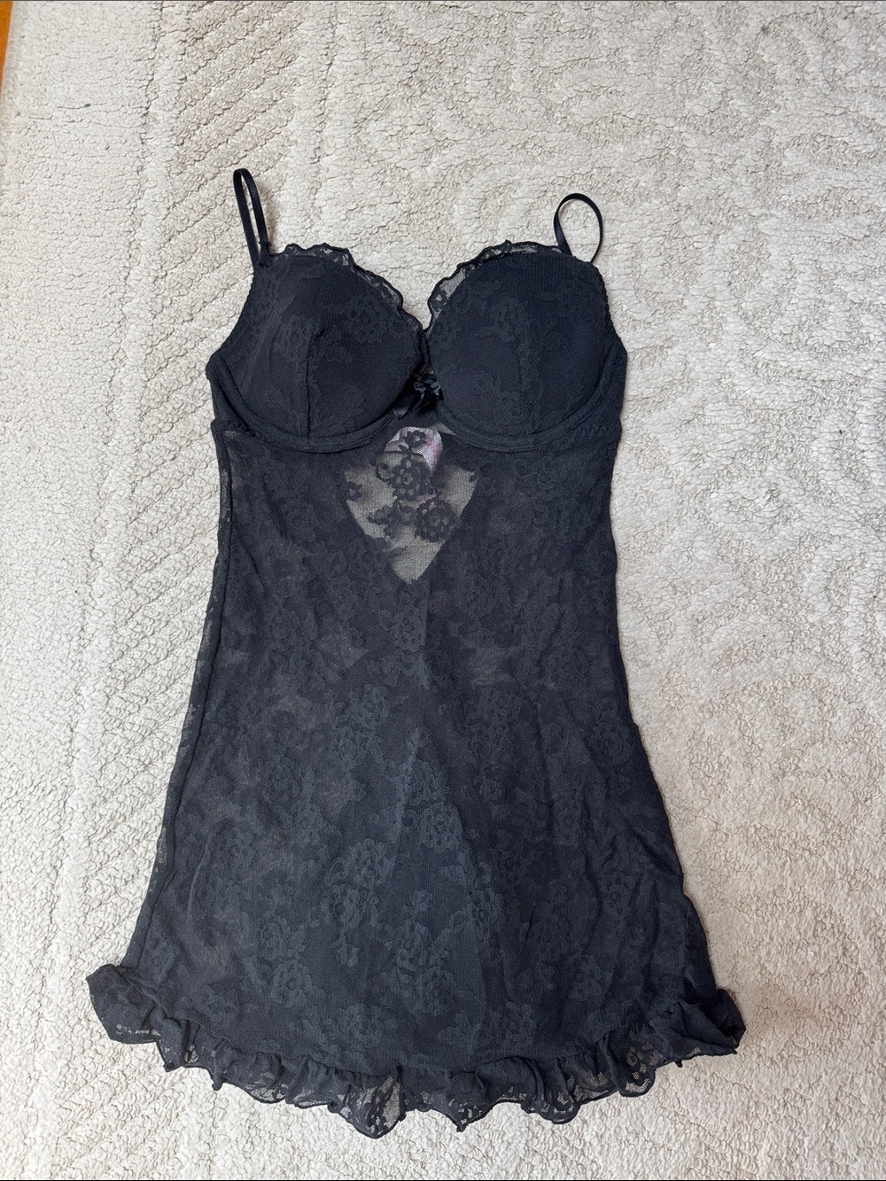 Victoria’s Secret Black Lace Chemise with Underwire Cups
